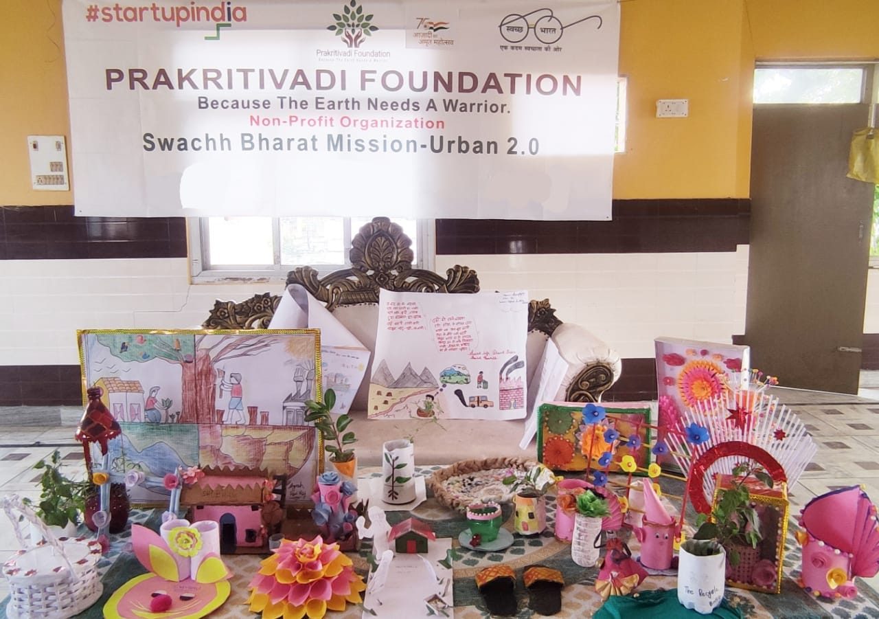 Creative student-made displays and upcycling work at a Foundation activity